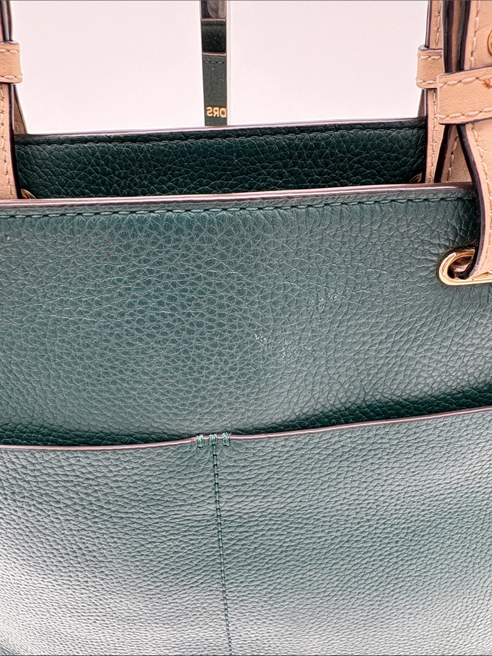 Micheal Kors Bedford Dark Green Pebbled Leather Tote BLEMISH - Picture 4 of 7
